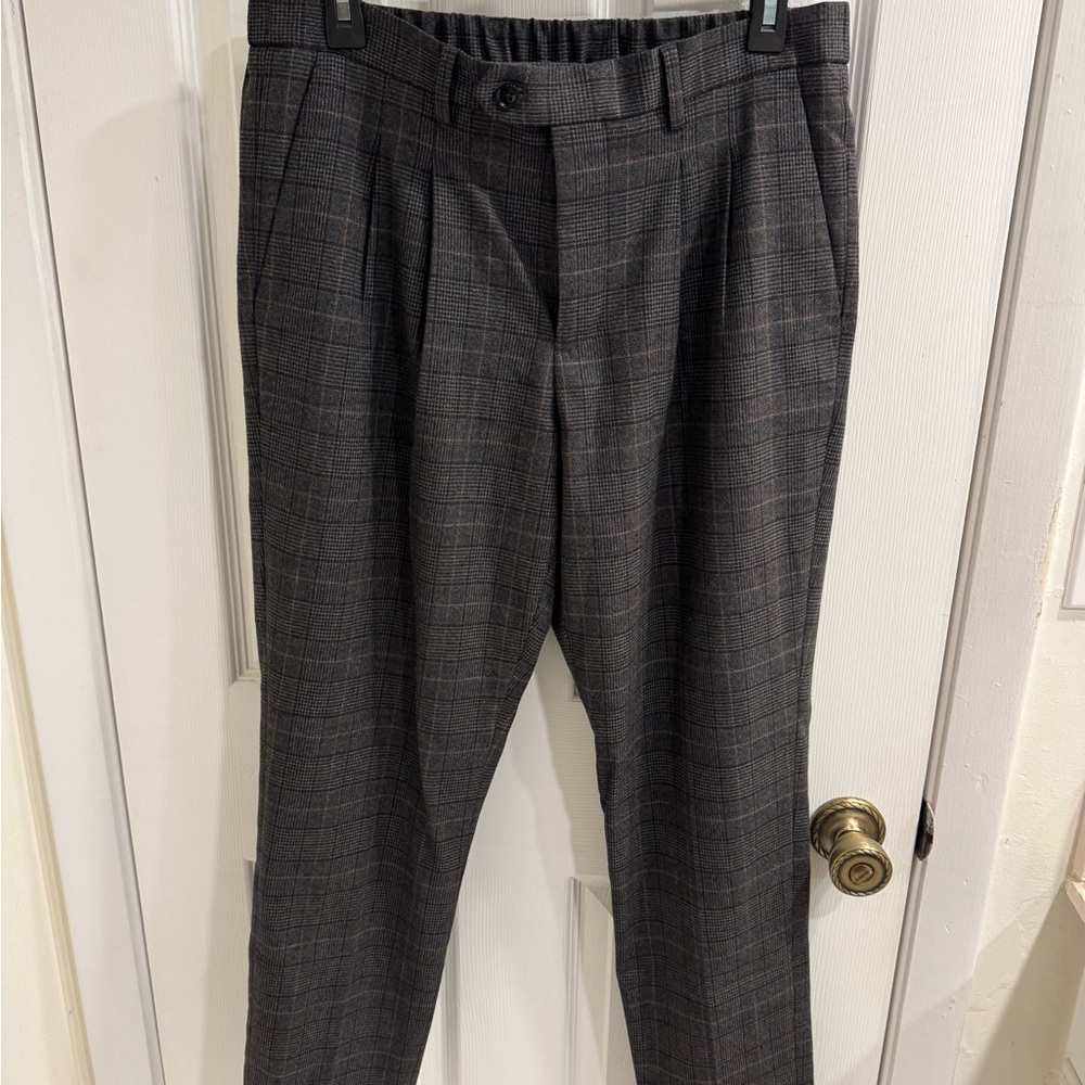 Express Men's Charcoal Plaid Dress Pants